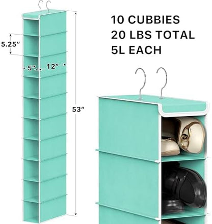 Simple Houseware 10 Shelves Closet Hanging Shoe Organizer, Turquoise