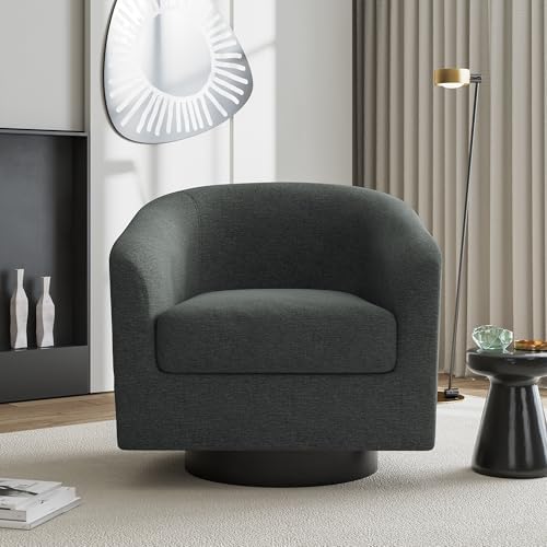 Swivel Accent Chair, Chenille Barrel Club Chair, Gray