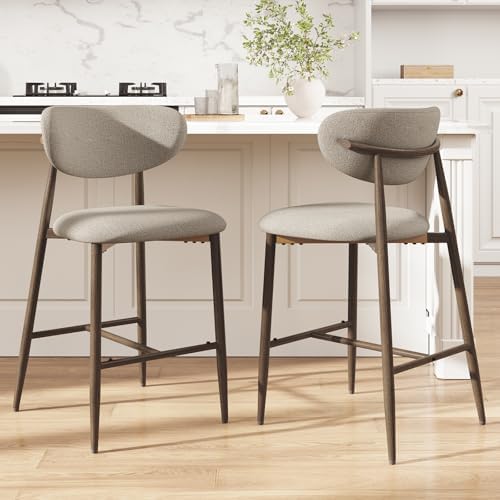 MALOL Counter Height Bar Stools with Backs Set of 2, Camel