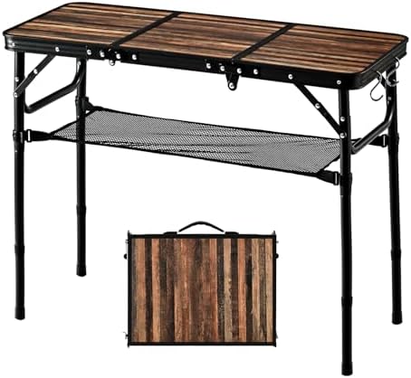 Folding Picnic Table 3ft Portable Camping Table Adjustable Heights