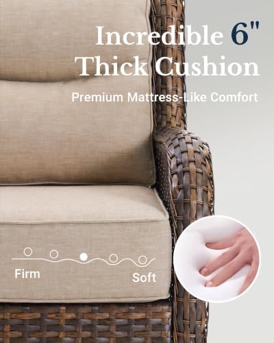 Oversized 3-Seater Outdoor Sofa with High Back and 6-Inch Cushions