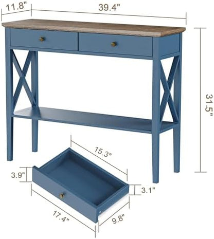ChooChoo 39" Entryway Table with Drawers and Storage Shelf