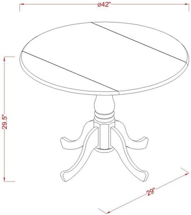 East West Furniture DLT-ANA-TP Dublin Modern Dining Table - a Round Kitchen Table Top with Dropleaf & Pedestal Base, 42x42 Inch, Natural