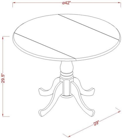 East West Furniture DLT-ANA-TP Dublin Modern Dining Table - a Round Kitchen Table Top with Dropleaf & Pedestal Base, 42x42 Inch, Natural