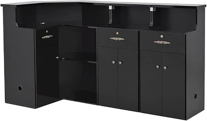 Dir Reception Area Counter, Receptionist Desk, Lobby Check-in Desk with LED Lights Valencia, Black-112