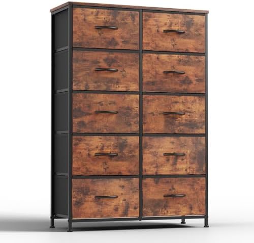 DUMOS 10 Drawer Dresser for Bedroom, Storage Chest of Drawers Organizer