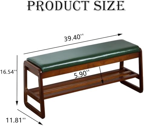 latifolia Shoe Rack Bench, Entryway Bench with Cushion(Green,39.70''L)