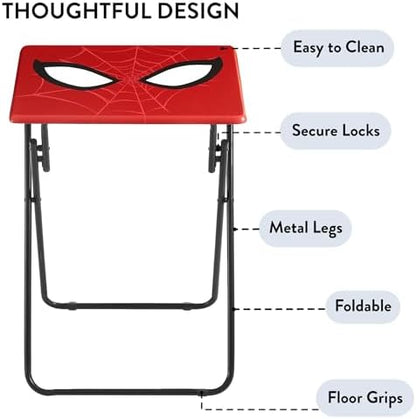 Marvel Spiderman Folding Tray Table,Portable Snack & Laptop Table, Compact Space-Saving Design for Kids & Teens, Lightweight Indoor Table for Bedroom, Dorm, or Playroom