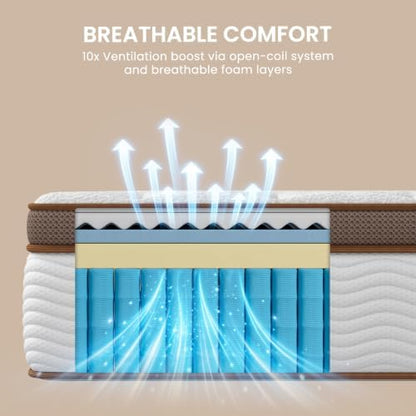 BedStory Extra Firm King Mattress, 13 Inch Hybrid Mattress in Box Cooling