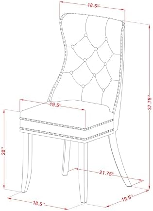 East West Furniture DAP8F23 Dallas Parson Dining Room Chairs - Button Tufted Nailhead Beige Red Faux Leather Upholstered Chairs, Set of 2, Antique Walnut