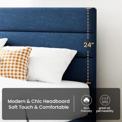 SHA CERLIN Cal King Platform Bed Frame with Upholstered Fabric Headboard