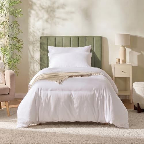 Nestl Upholstered Twin Headboard - Easy Assemble Channel Stitched Headboard Twin Size - Wall Mounted Headboards with 3D Soundproof Wall Panels Peel & Stick Floating Headboards, Olive Green