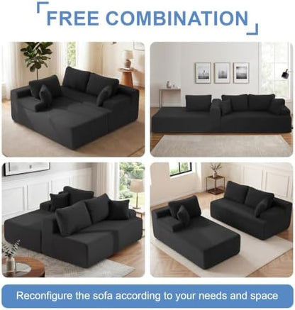 Hobestluk Boneless Couches Modular Sectional Sofa L-Shape Oversized Chaise