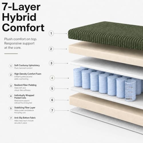 96 inch Boneless Couch, Modular L-Shaped Cloud Sectional Sofa, Green