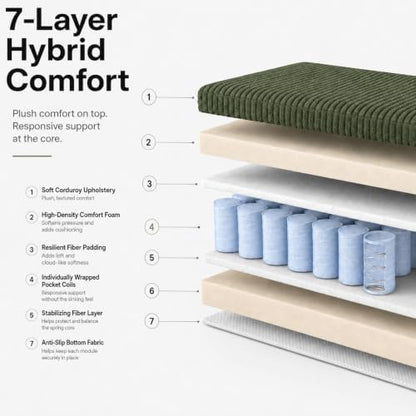 96 inch Boneless Couch, Modular L-Shaped Cloud Sectional Sofa, Green