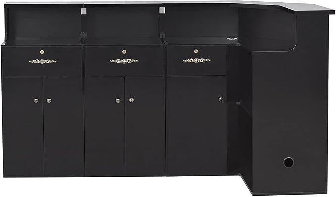 Dir Reception Area Counter, Receptionist Desk, Lobby Check-in Desk with LED Lights Valencia, Black-112