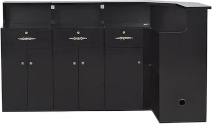 Dir Reception Area Counter, Receptionist Desk, Lobby Check-in Desk with LED Lights Valencia, Black-112
