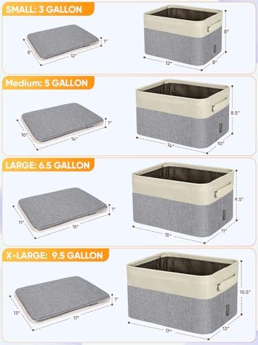 BALEINE 1 Pack Fabric Closet Storage Bins for Shelves, Linen Closet Organizers and Storage, Decorative Baskets for Organizing, Shelf, Clothes, Home, Office (Grey, 12"x8"x8")