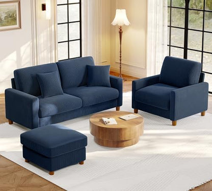 Welzona 70.2" Couches for living room, Comfy Corduroy Couch Set, Sofa Set