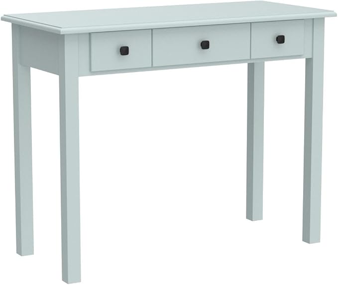 STHOUYN Small Green Writing Desk with Drawers, Vanity Table for Bedroom | Small Farmhouse Makeup Vanity Desk No Mirror, Adult/Student Writing Desk with Drawers for Small Spaces, Home Office, Study