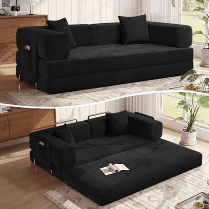 MoonSpeak 78.8'' Futon Sofa Bed, Boneless Couches for Living Room