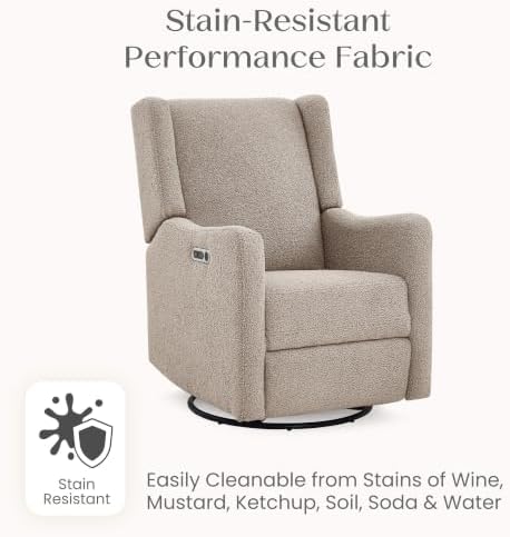 Delta Children Mercer Electronic Power Recliner and Swivel Glider with USB-A and Type-C Ports - Greenguard Gold Certified - Stain-Resistant Performance Fabric is Oeko-TEX Standard 100 Certified, Sand