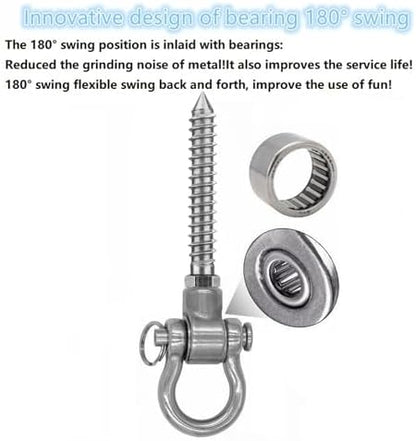 4 Heavy Duty Swing Hangers Permanent Anti Rust Bearing, 180 Swing Hardware, 1500 LBS, 304 Stainless Steel Color
