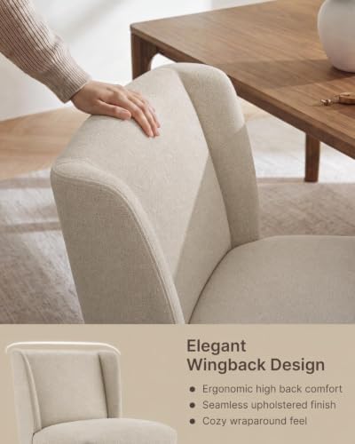 KISLOT Upholstered Dining Chairs Set of 1 with Hidden Casters, Sand