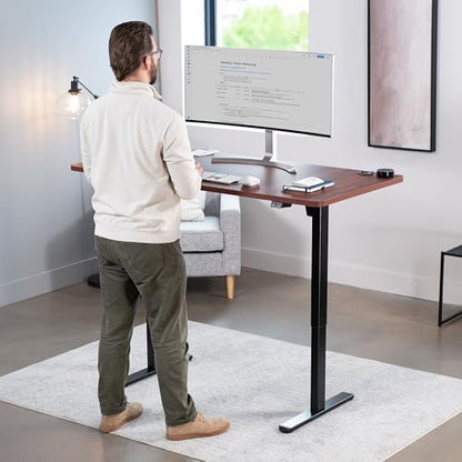 VIVO Electric Standing Desk, Smooth 3-Piece 60" x 30" Dark Walnut Top