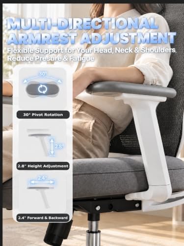 Ergonomic Office Chair Desk Chair with Lumbar Support, White