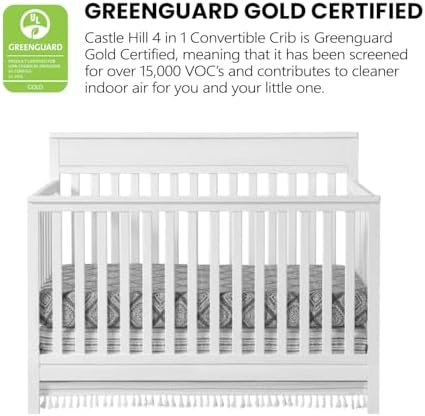 Oxford Baby Castle Hill 4-in-1 Convertible Baby Crib, Barn White, GreenGuard Gold Certified
