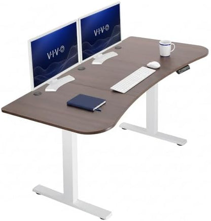 VIVO Electric Standing Desk, Smooth 3-Piece 63" x 32" Dark Walnut Top
