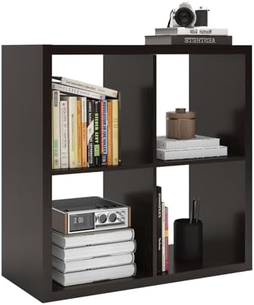 4 Cube Storage Organizer Shelf, Chocolate Color, 13in