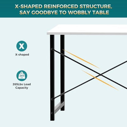 DUMOS 55 Inch Computer Desk, Home Office Gaming Desks for Bedroom, White