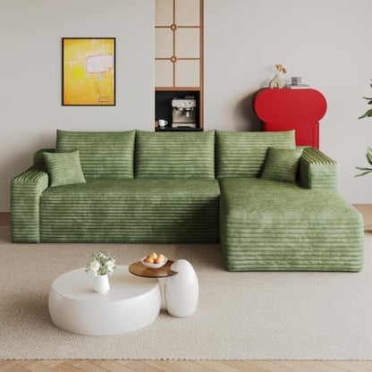 96" Sectional Boneless Modular Couch, Cloud Sofa Green