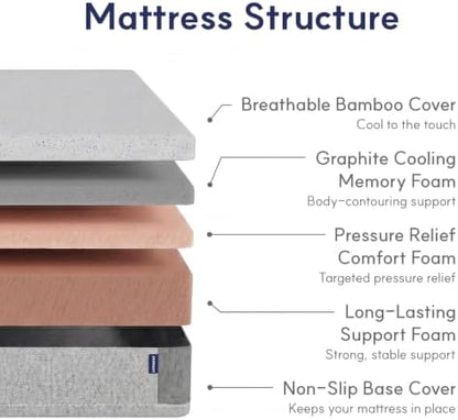 LIFEMENT 8 Inch Twin Mattress for Kids, Bamboo Cover Memory Foam Bed
