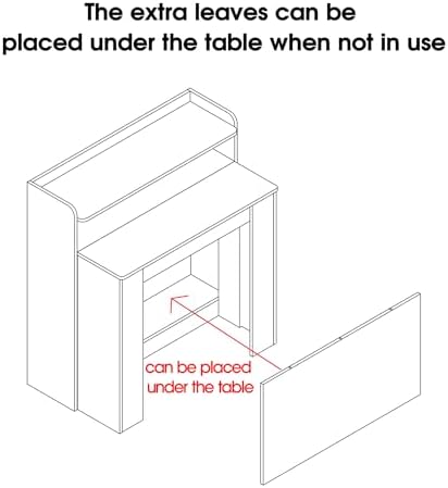 21''- 98.43'' Extendable Dining Room Table, Expandable Dining Table, Modern Large Table, for 2-9 Person(with Shelf), White