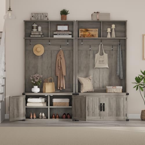 Takywep Extra Large 40" Entryway Hall Tree with Bench & Shoe Storage