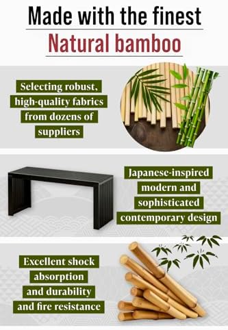 Bamboo Bench (White, Short) 18 Inch Indoor Bench for Entryway, Living Room & Bedroom