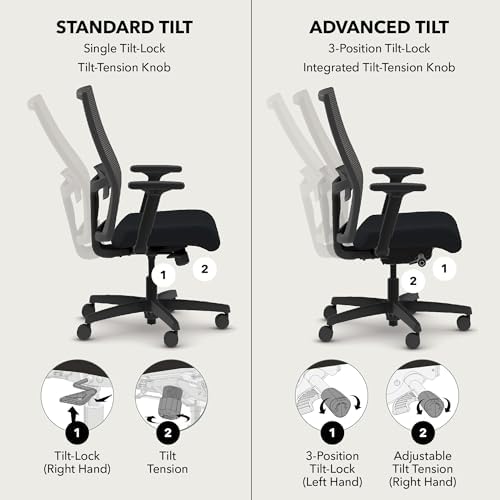 HON Ignition 2.0 Mid Back Task Chair, Spectrum Mesh, Advanced Synchro-Tilt Control, Office Chair with Lumbar Support, Height and Width Adjustable Arms, Titanium Frame, Quicksand