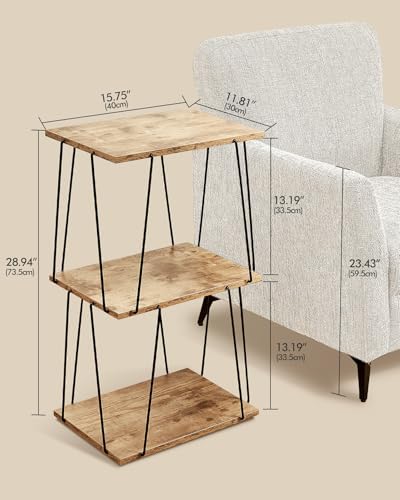 Tall Side Table, Small End Table, 29 inch High Entryway Table, Bedside Table for Living Room, Bedroom and Office, Greige & Black