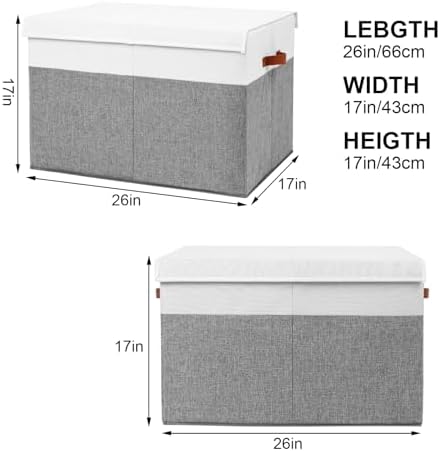 Large Toy Storage Box with Lid, Toy Chest Bin Boxes Basket with Dividers