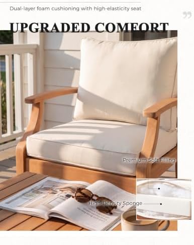 Devoko 5 Pieces Outdoor Sectional Sofas with 4” Zippered Cushions, Beige