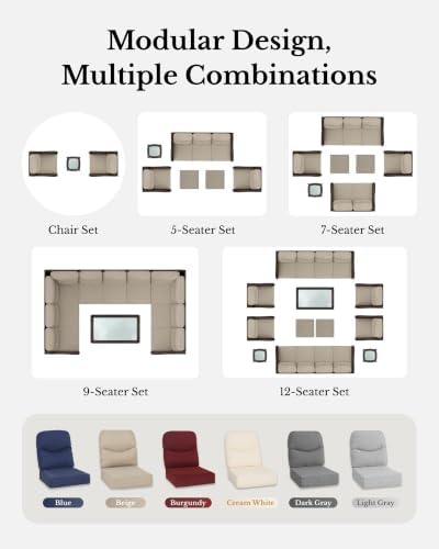 Oversized Loveseat, Outdoor Sofa with High Back and 6-Inch Cushions