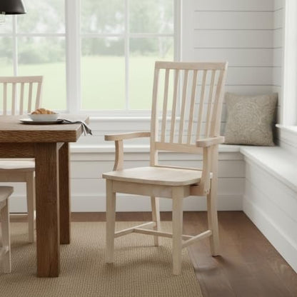 IC INTERNATIONAL CONCEPTS Solid Wood Mission Arm Chair, Unfinished