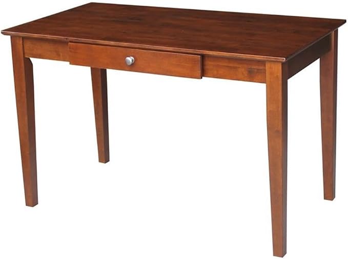 IC International Concepts, Writing Desk With Drawer, Solid Wood, Real Parawood, 48" W x 26" D x 30" H, Easy Assembly, Espresso