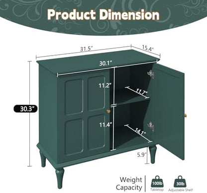 ARTPOWER Green Sideboard Buffet Cabinet with Storage, Mid-Century Modern Storage Cabinet with 2 Doors and Adjustable Shelves, Accent Style Sideboard for Entryway, Dining Room, Living Room