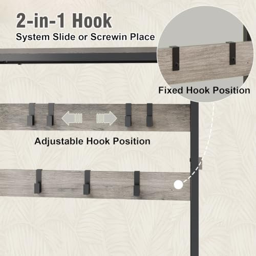 Hall Tree with Shoe Storage Bench, Coat Rack with 7 Hooks & Shelves