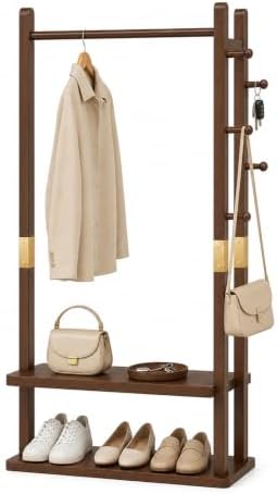 Corner Coat Rack, Corner Coat Rack with Shoe Storage (Double Hanger)