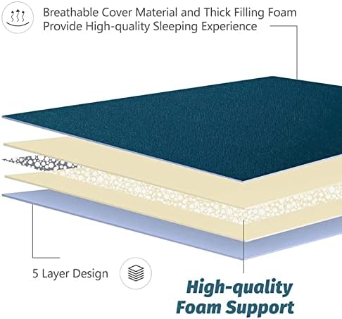 MAXYOYO Japanese Thicken Sleeping Pad, Roll Up Mattress, Floor Lounger, Guest Room Mattress Pad - Thick, Soft and Comfortable, Bluestone, Queen Size